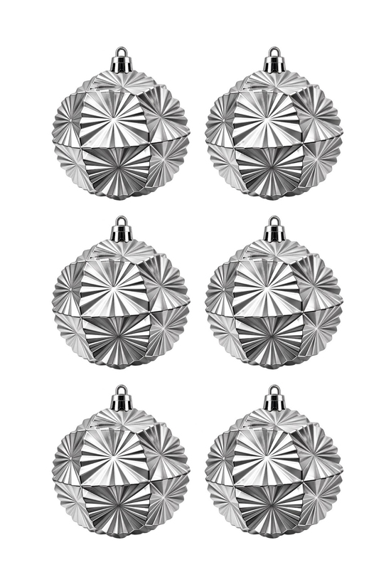 Waldern 6 Cm 6lı Çiçek Figürlü Yılbaşı Ağacı Süsü Cici Top Gümüş