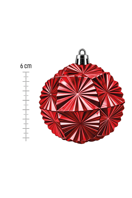 Waldern 6 Cm 6lı Çiçek Figürlü Yılbaşı Ağacı Süsü Cici Top Kırmızı