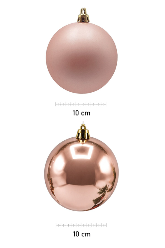 Waldern 6 Lı 10 Cm 3 Parlak - 3 Mat Yılbaşı Ağacı Süsü Cici Top Rose