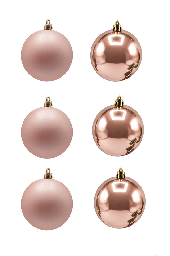 Waldern 6 Lı 10 Cm 3 Parlak - 3 Mat Yılbaşı Ağacı Süsü Cici Top Rose