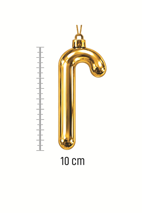 Waldern 6lı 10 cm Şeker Kamışı Yılbaşı Çam Ağacı Süsü Gold