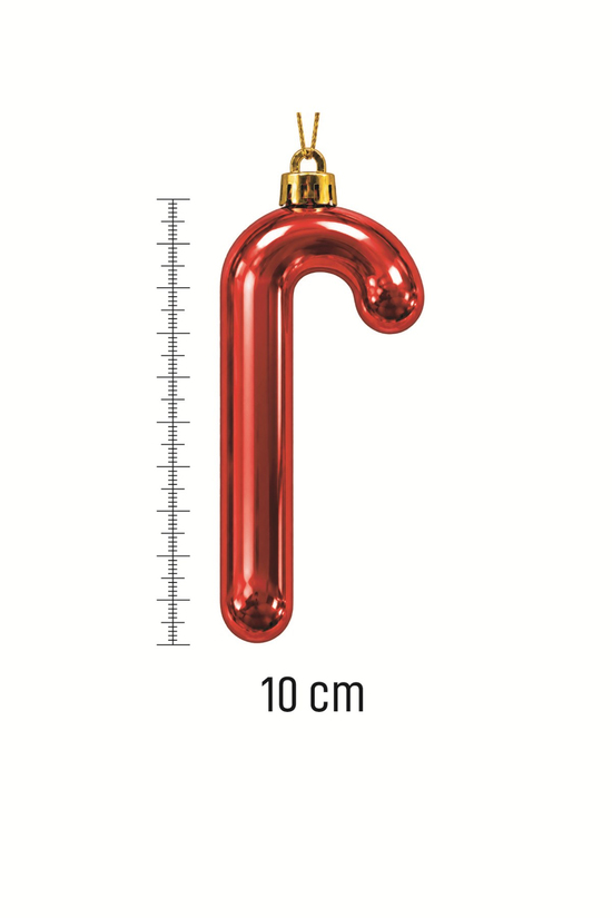 Waldern 6lı 10 cm Şeker Kamışı Yılbaşı Çam Ağacı Süsü Kırmızı