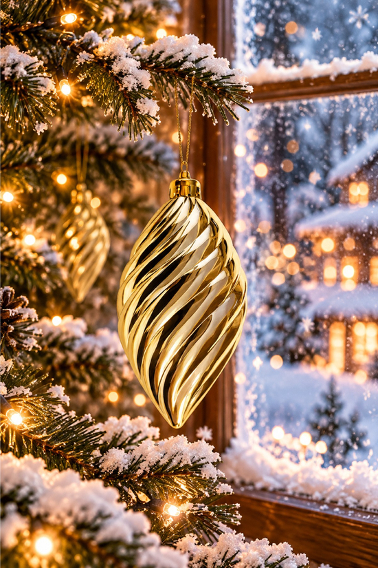 Waldern 6lı 10 cm Spiral Desenli Yılbaşı Çam Ağacı Süsü Gold