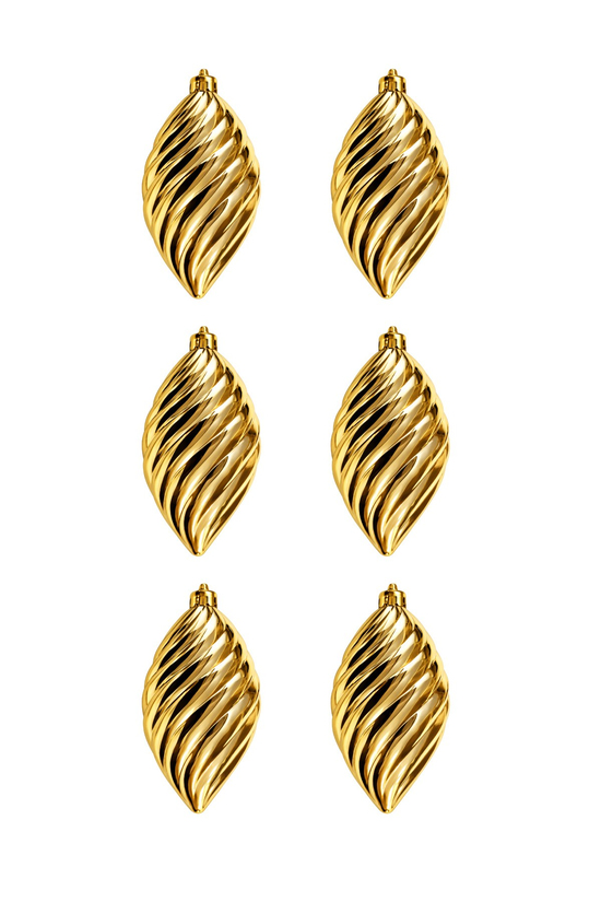 Waldern 6lı 10 cm Spiral Desenli Yılbaşı Çam Ağacı Süsü Gold