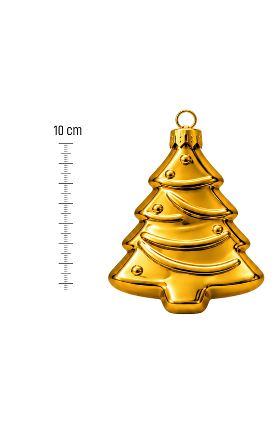 Waldern 6lı 10cm Ağaç Figürlü Xmass Tree Yılbaşı Çam Ağacı Süsü Gold