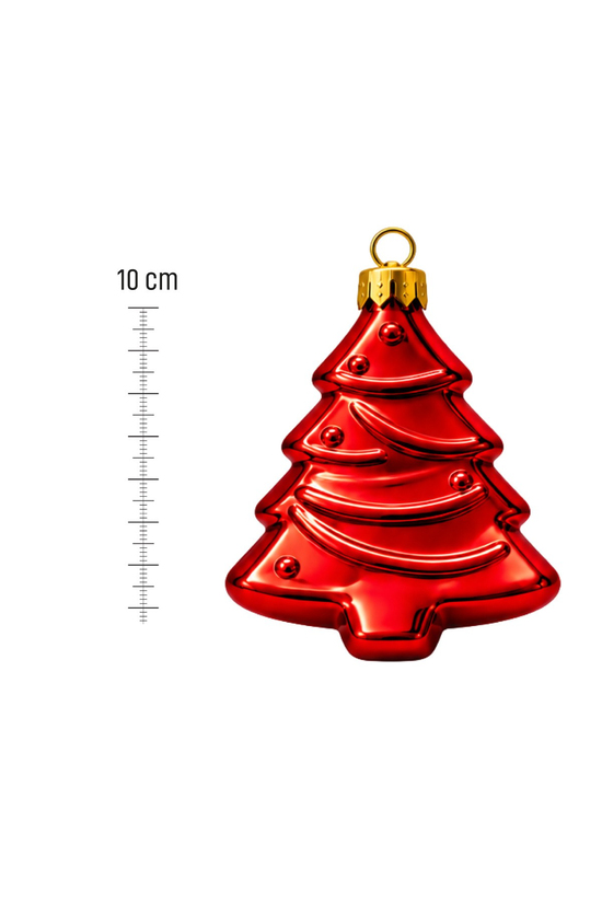 Waldern 6lı 10cm Ağaç Figürlü Xmass Tree Yılbaşı Çam Ağacı Süsü Kırmızı
