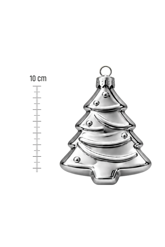 Waldern 6lı 10cm Ağaç Figürlü Xmass Tree Yılbaşı Çam Ağacı Süsü Gümüş