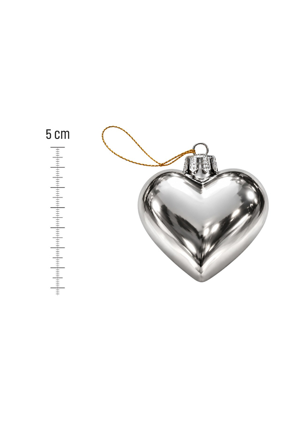 Waldern 6lı 5 cm Kalp Figürlü Yılbaşı Çam Ağacı Süsü Gümüş