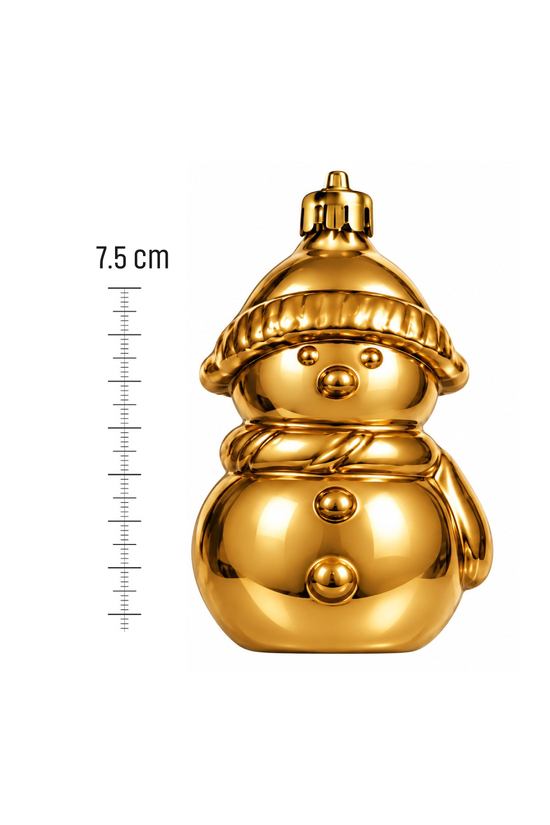 Waldern 6lı 7.5 cm Kardan Adam Yılbaşı Çam Ağacı Süsü Gold