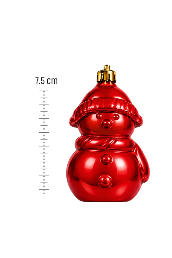 Waldern 6lı 7.5 cm Kardan Adam Yılbaşı Çam Ağacı Süsü Kırmızı