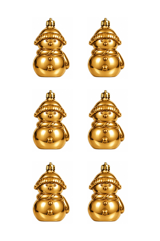 Waldern 6lı 7.5 cm Kardan Adam Yılbaşı Çam Ağacı Süsü Gold