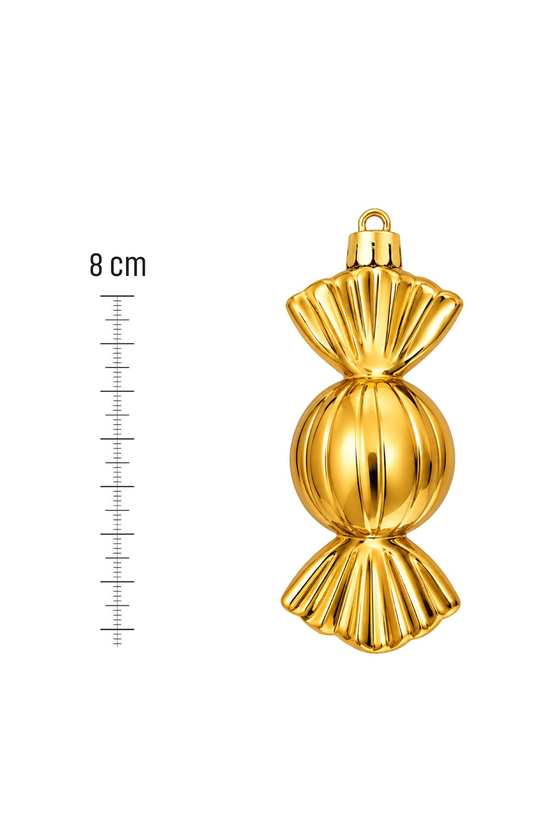 Waldern 6lı 8 cm BonBon Şeker Yılbaşı Çam Ağacı Süsü Gold