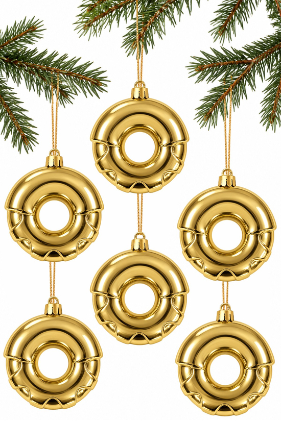 Waldern 6lı 8 cm Donut Yılbaşı Çam Ağacı Süsü Gold