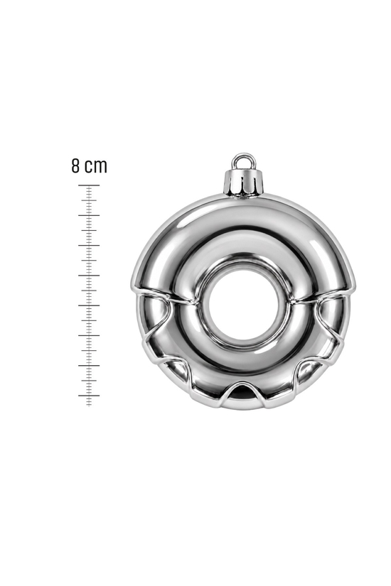 Waldern 6lı 8 cm Donut Yılbaşı Çam Ağacı Süsü Gümüş