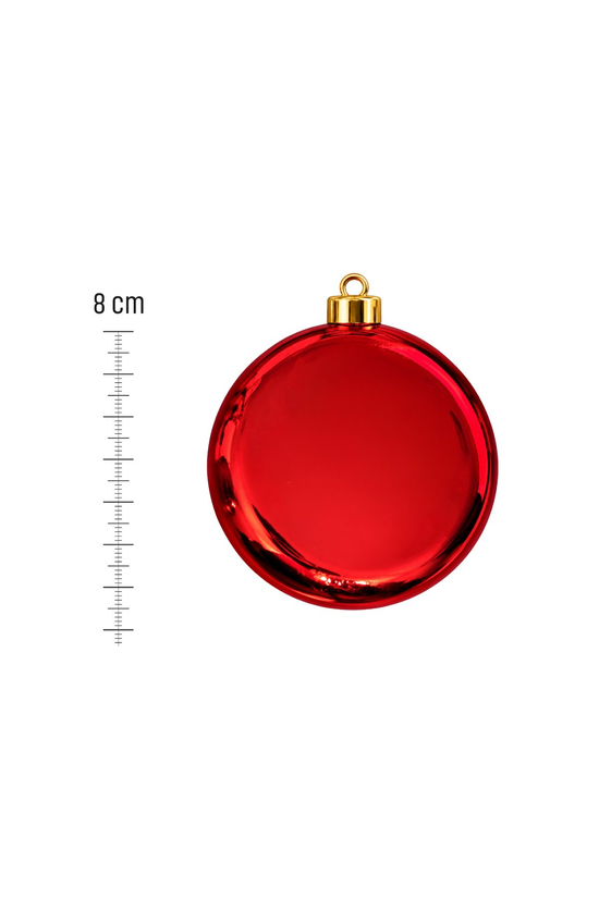 Waldern 6lı 8 cm Yuvarlak Yılbaşı Çam Ağacı Süsü Kırmızı