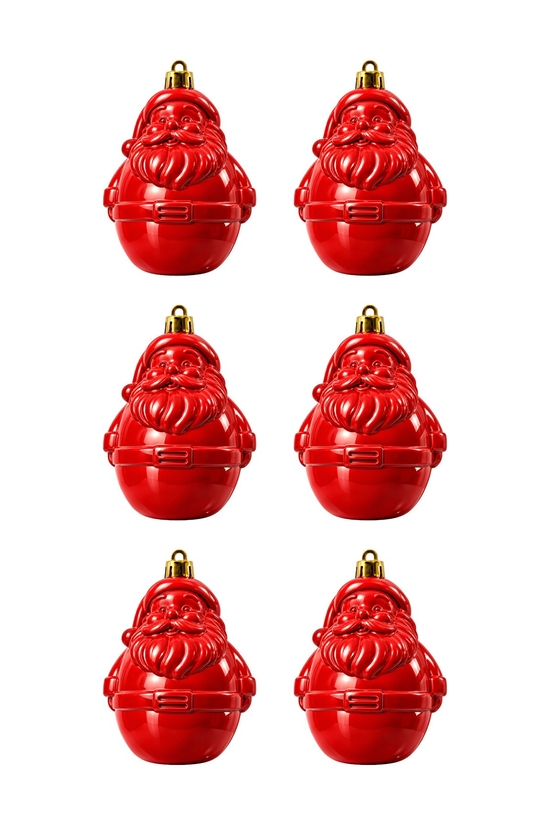 Waldern 6lı 8.5 cm Noel Baba Figürlü Yılbaşı Çam Ağacı Süsü Kırmızı