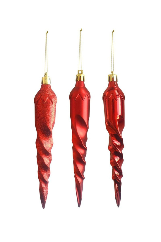 Waldern 6lı Kırmızı Sarkıt 18 Cm Yılbaşı Süsü