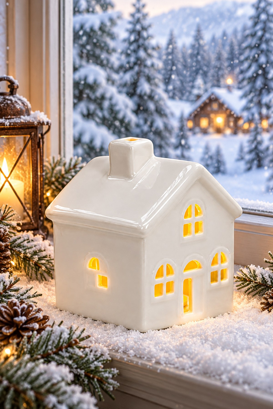 Waldern Dekoratif Yılbaşı Işıklı Noel Seramik Ev Yılbaşı Süs