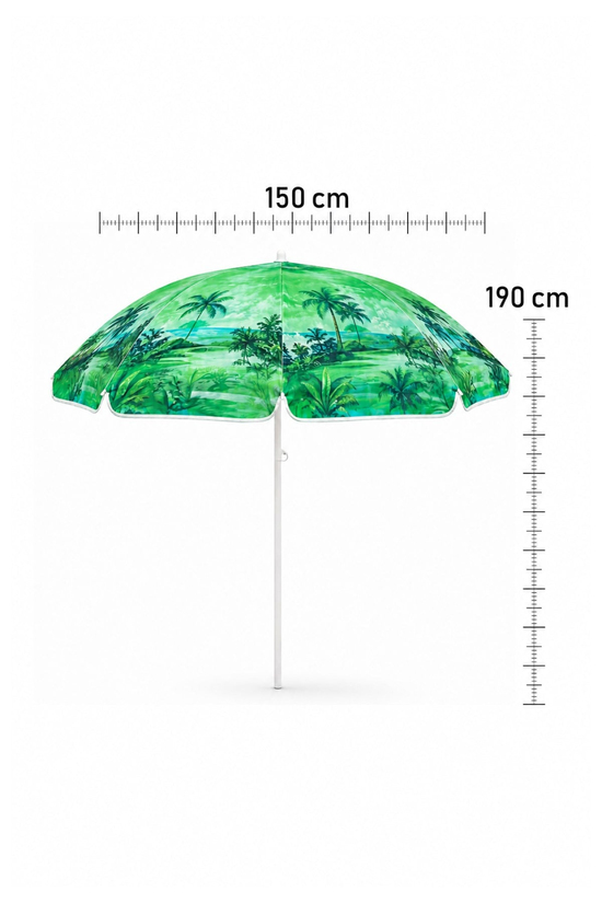 Waldern Garden 8 Telli Yüksek Kaliteli Eğilebilir Güneş Geçirmez Plaj Şemsiyesi 160cm - Yeşil Renk