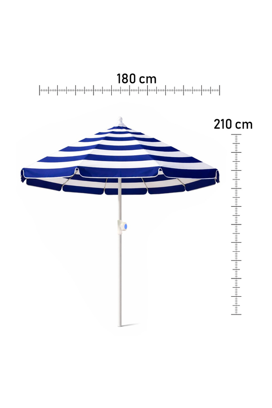 Waldern Garden 8 Telli Yüksek Kaliteli Eğilebilir Güneş Geçirmez Plaj Şemsiyesi 200cm - Mavi-Beyaz