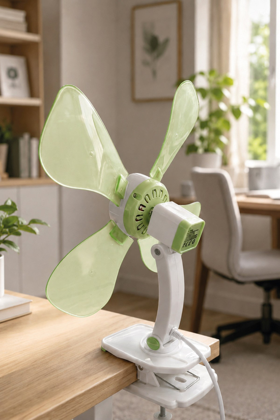 Waldern Taşınabilir, Sessiz Akrobat - Klipsli Fan - Masa Üstü Yeşil Vantilatör - 32 cm & 180 Eğim