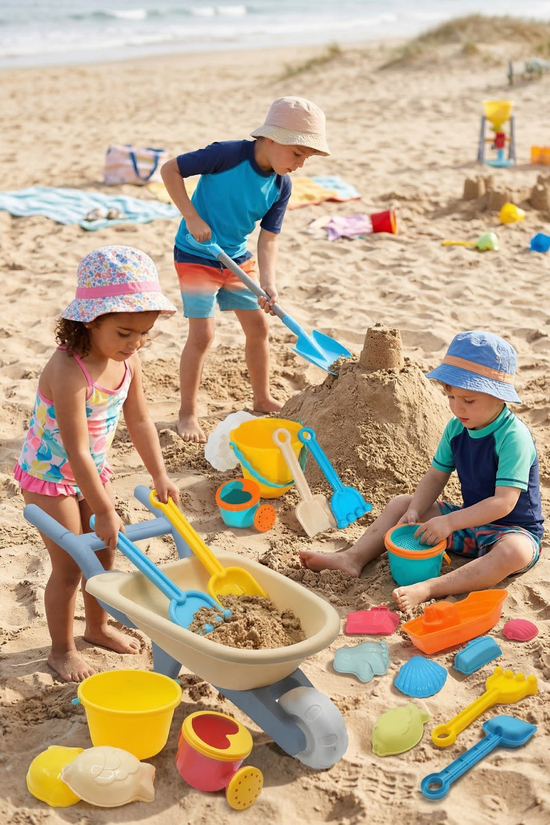 Waldern Toys Lux 24 Parça El Arabası Gemi Büyük Orta Boy Kova Kürek Takımı Plaj Kum Oyun Seti