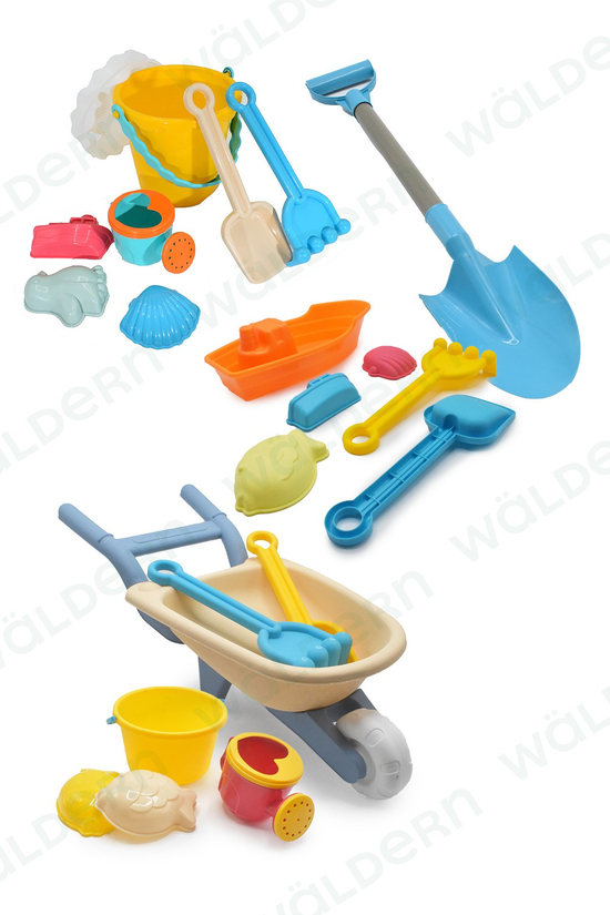 Waldern Toys Lux 24 Parça El Arabası Gemi Büyük Orta Boy Kova Kürek Takımı Plaj Kum Oyun Seti