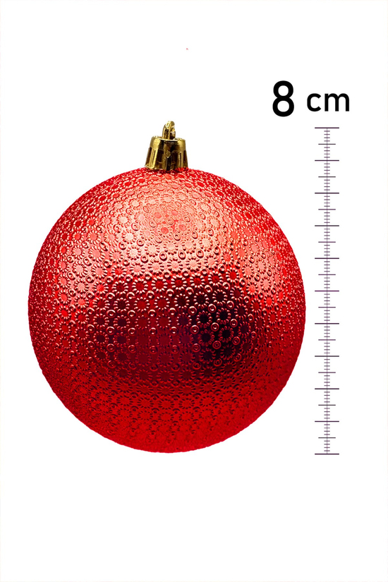 Waldern Yılbaşı Çam Ağacı Süsü 8 Cm Figürlü Parlak 6lı Cici Top