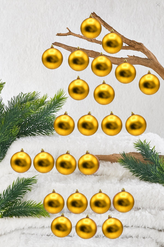 Waldern Yılbaşı Çam Ağacı Süsü Gold Mat 4 Cm Cici Top