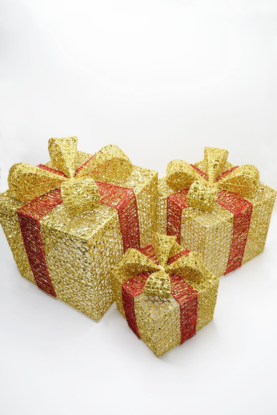 Yılbaşı Çam Ağacı Hediye Paketi Büyük Boy Gold 26*26*26 Cm