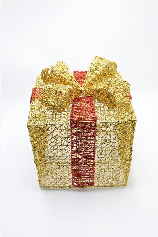 Yılbaşı Çam Ağacı Hediye Paketi Küçük Boy Gold 16*16*16 Cm