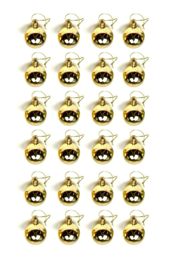Yılbaşı Çam Ağacı Süsü Gold 4 Cm 24lü Cici Top