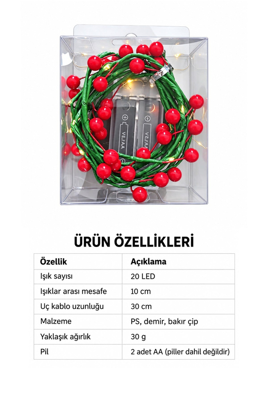 Yılbaşı Dekoratif Led Işık Pilli Kokina