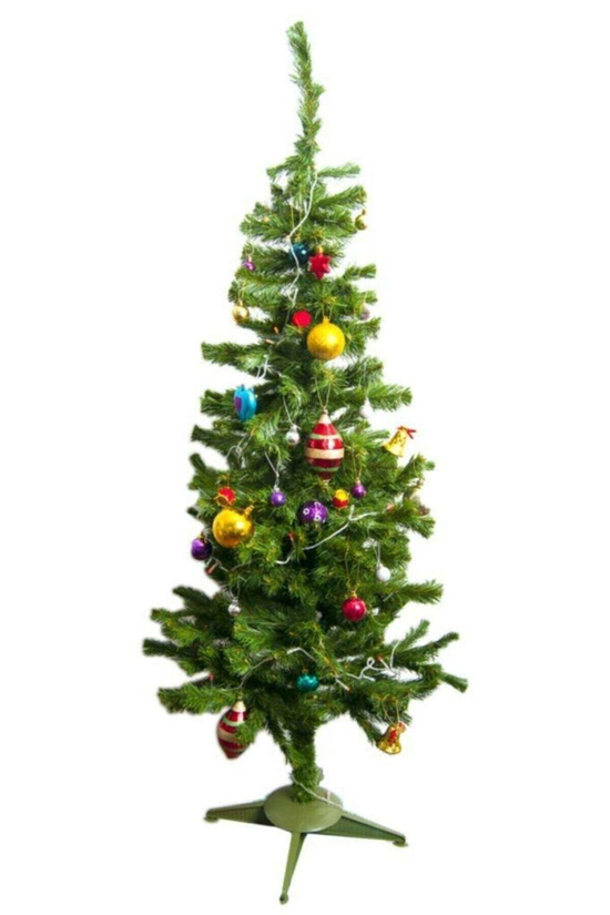 Yılbaşı Lüks Yeşil Çam Ağacı 120 Cm 115 Dal Plastik Ayaklı