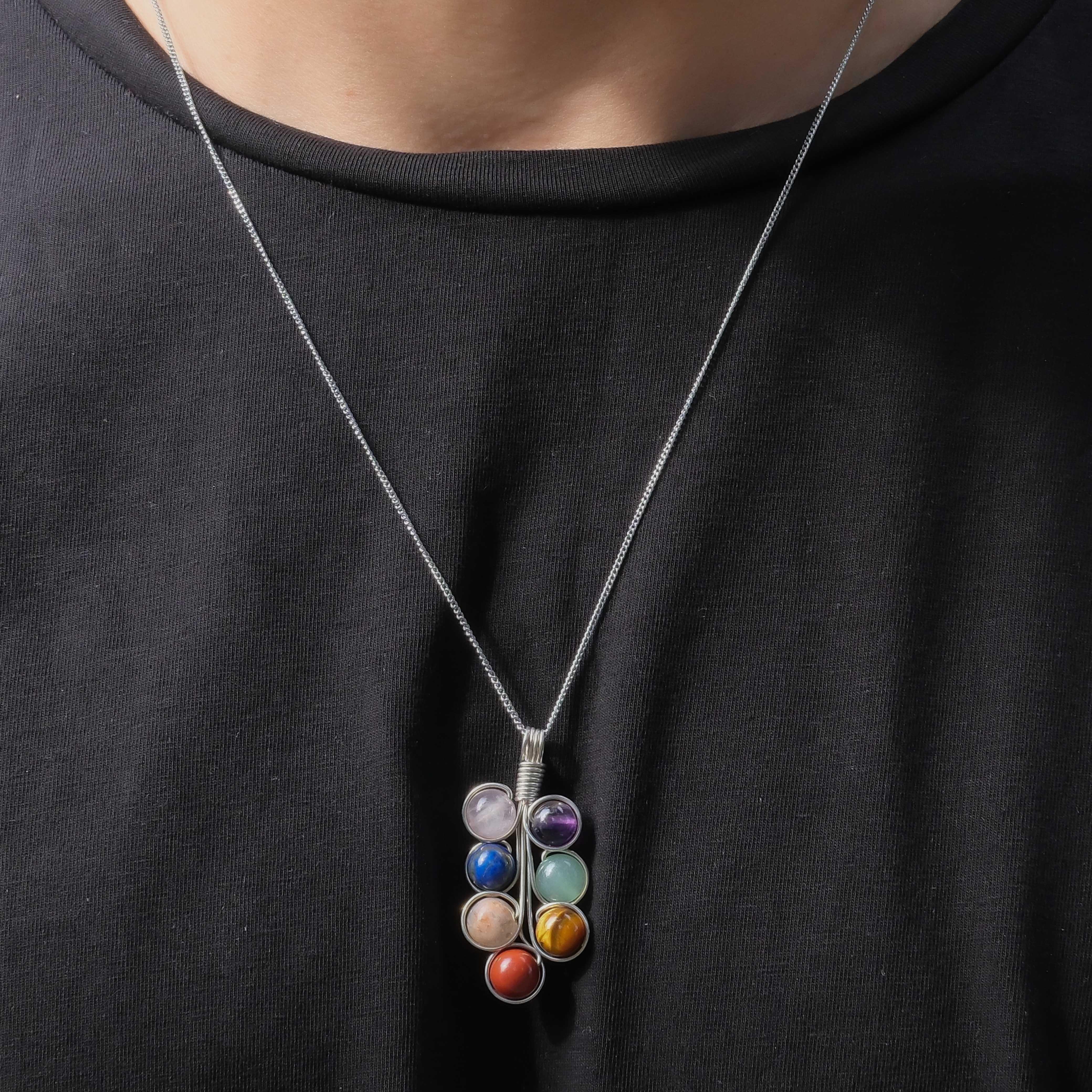 7 Çakra Kolye Ahsen Kolye (Gümüş Kaplama)