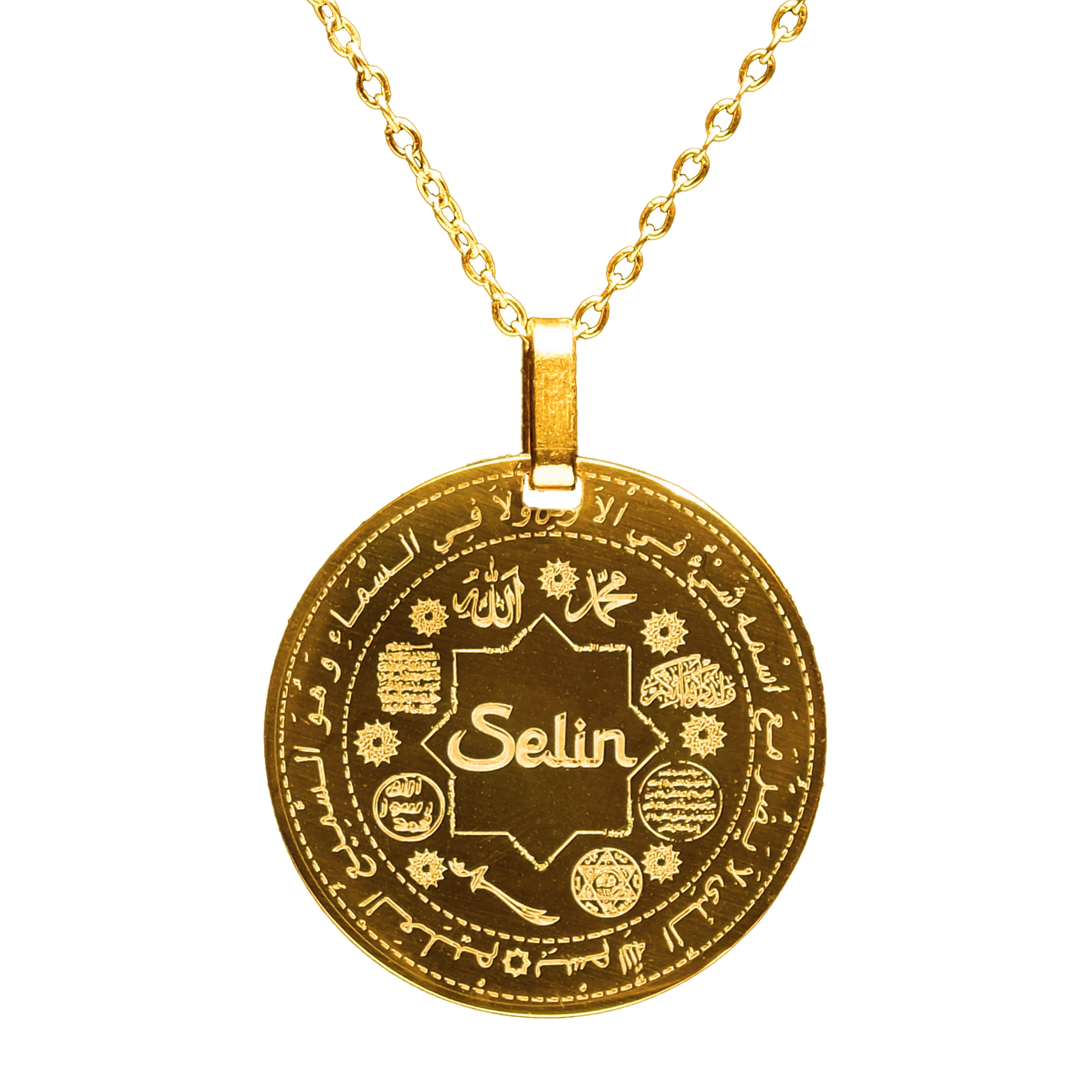 Altın Kaplama İsime Özel Dua Yazılı Çelik Kolye