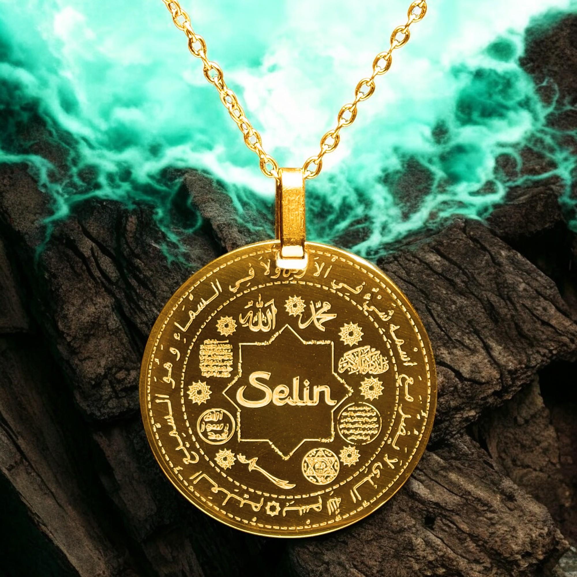 Altın Kaplama İsime Özel Dua Yazılı Çelik Kolye