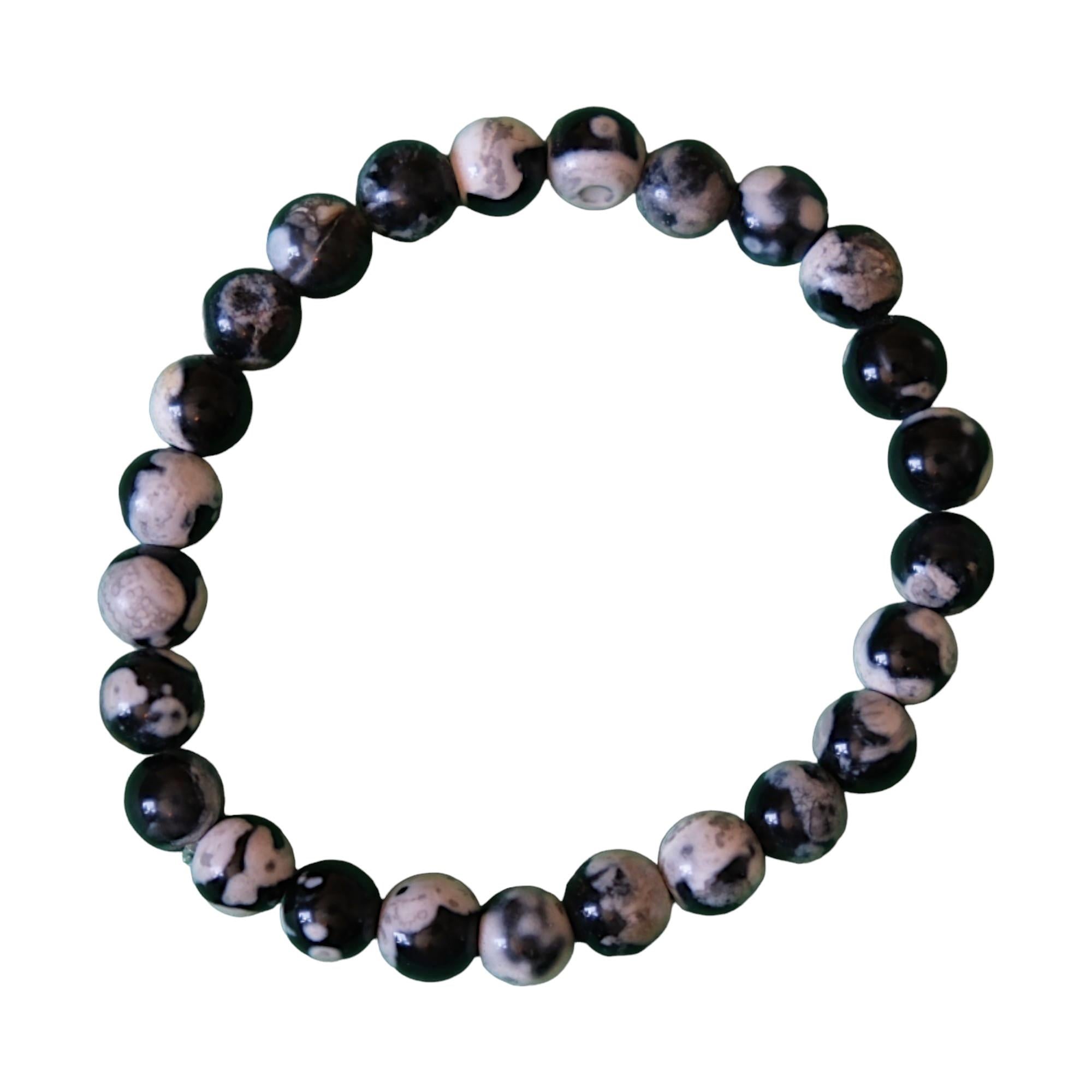 Çocuk Siyah Beyaz Akik Taşı Bileklik