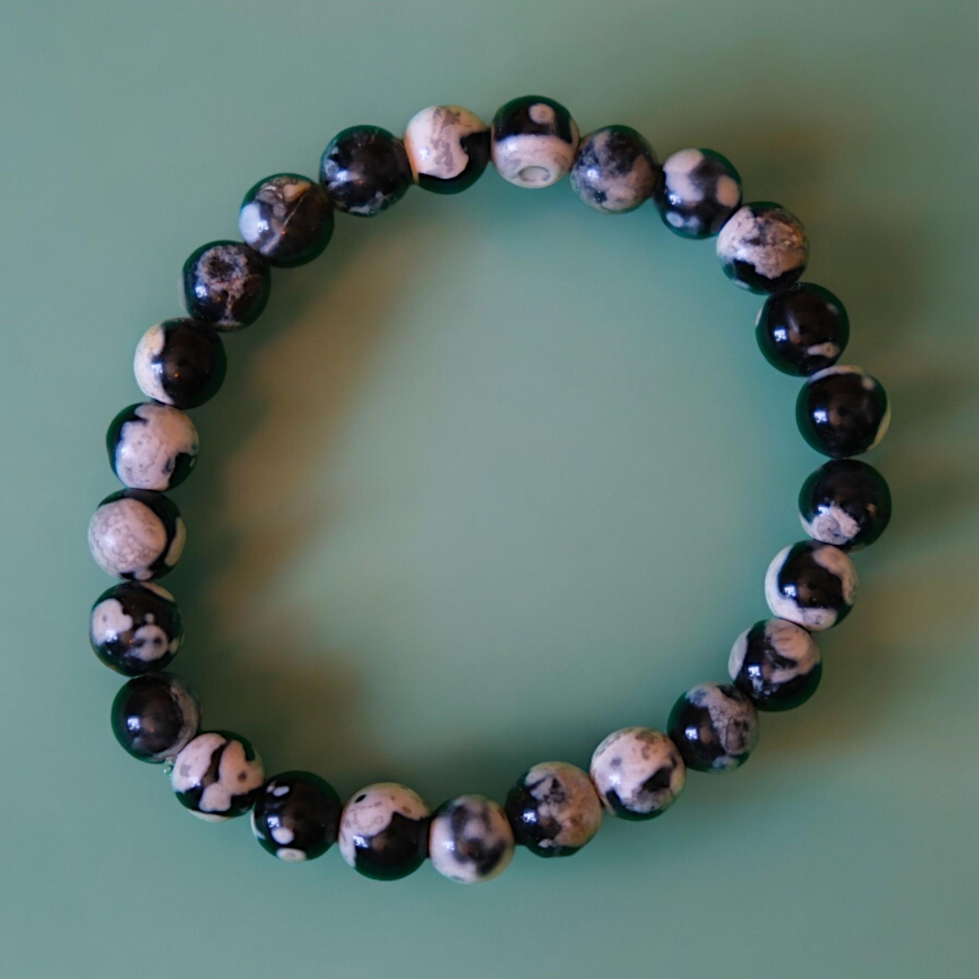 Çocuk Siyah Beyaz Akik Taşı Bileklik