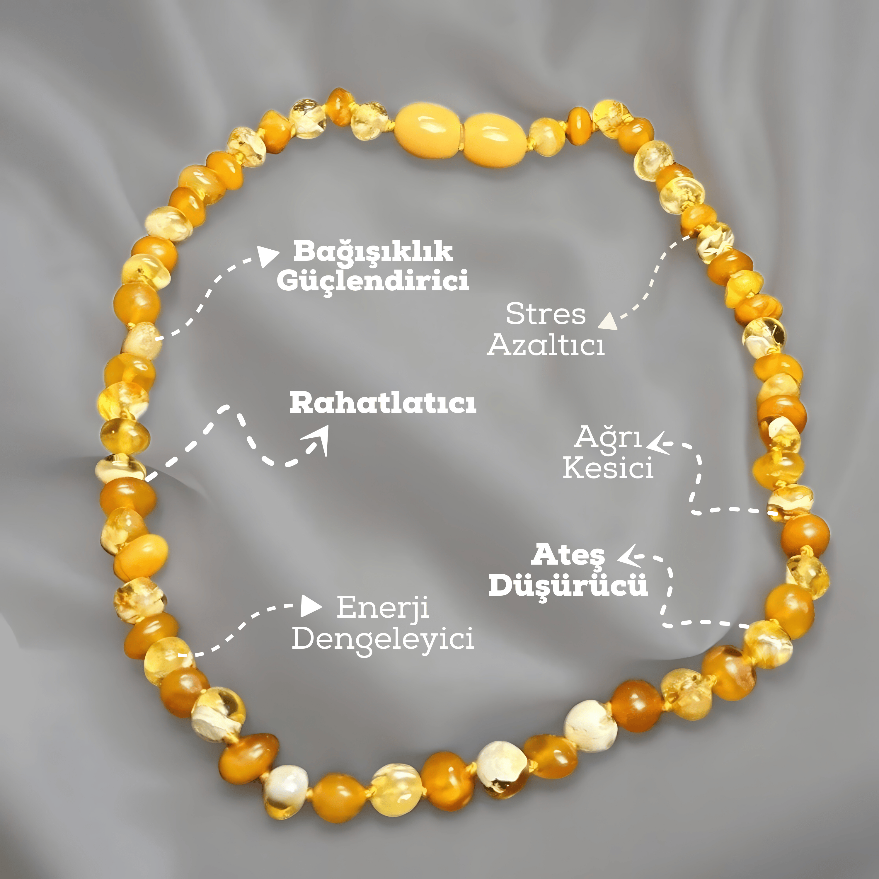 Damla Kehribar Bebek Kolyesi (Balkız)