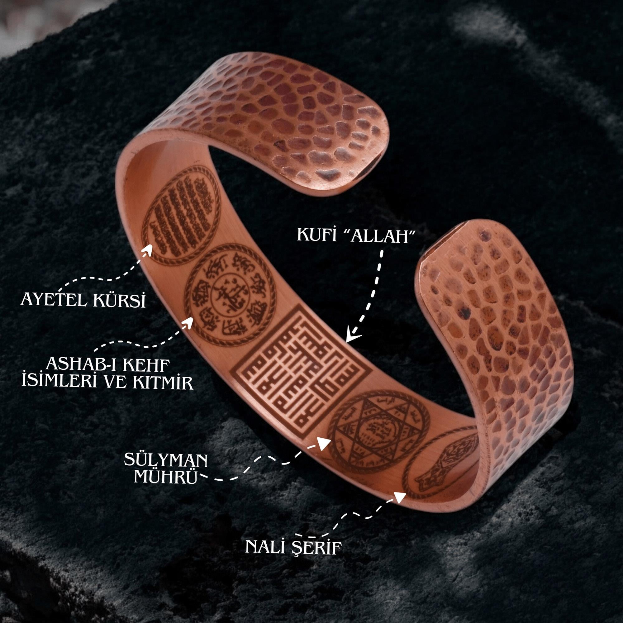 Prime Doğal Enerji Bakır Dua Yazılı Bilezik 17.2 Cm - Manyetik Güç (Kristal Kuvars Enerji Yenileme) #Patentli #ElYapımı