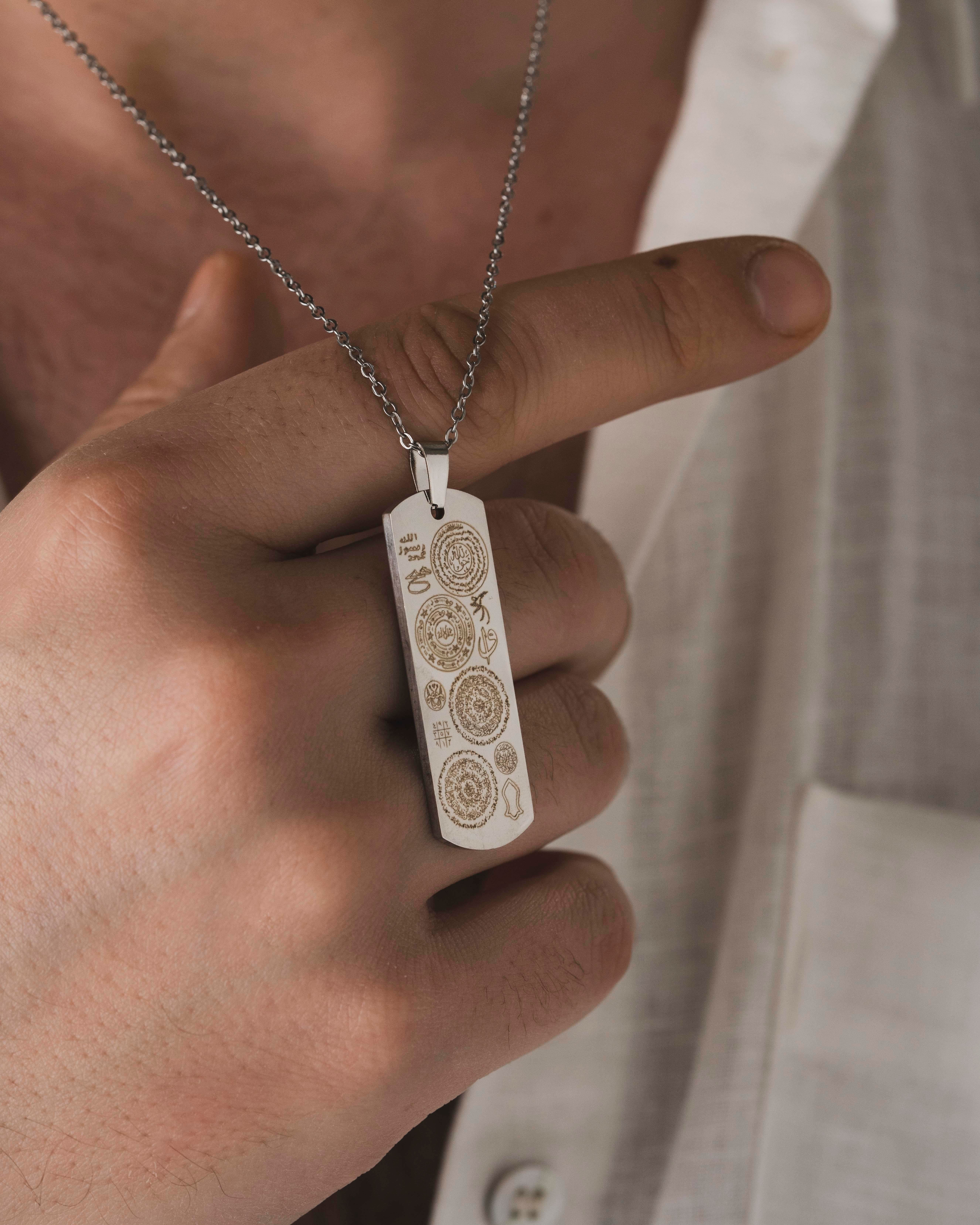 Gümüş Titanyum Kaplama Çelik Kolye Bilezik Seti