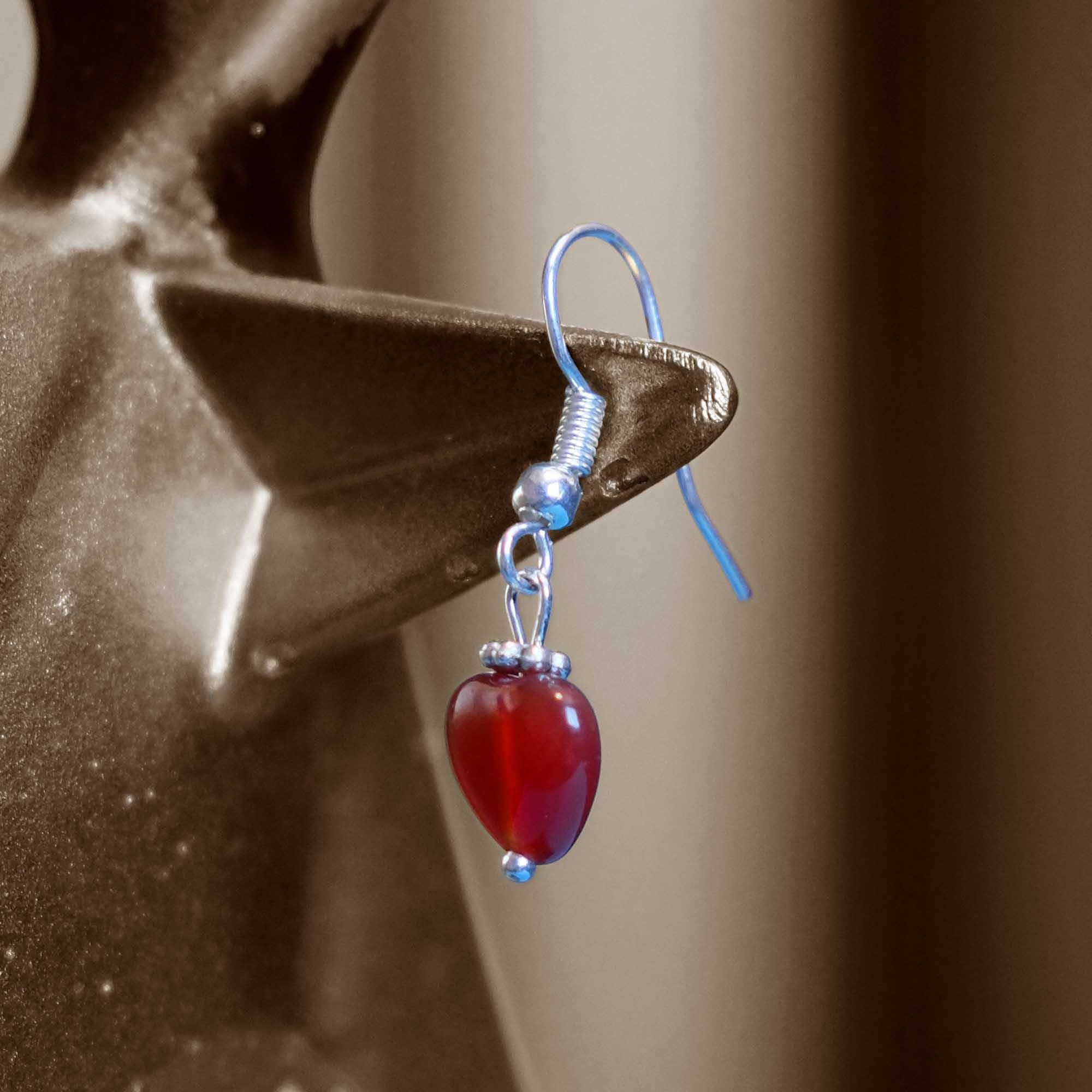 Kırmızı Akik Kadın Küpe