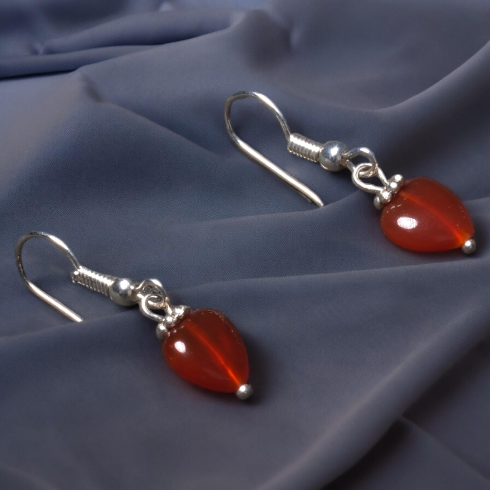 Kırmızı Akik Kadın Küpe