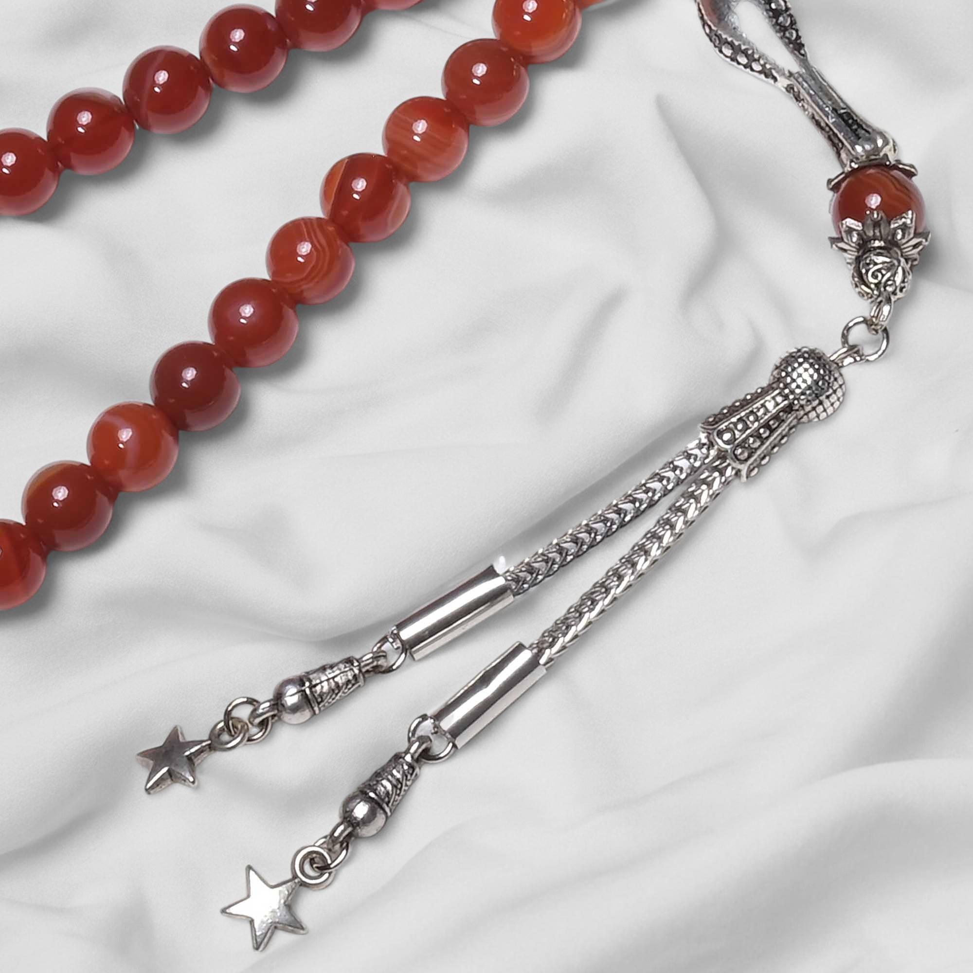 Kırmızı Akik Taşı Tesbih