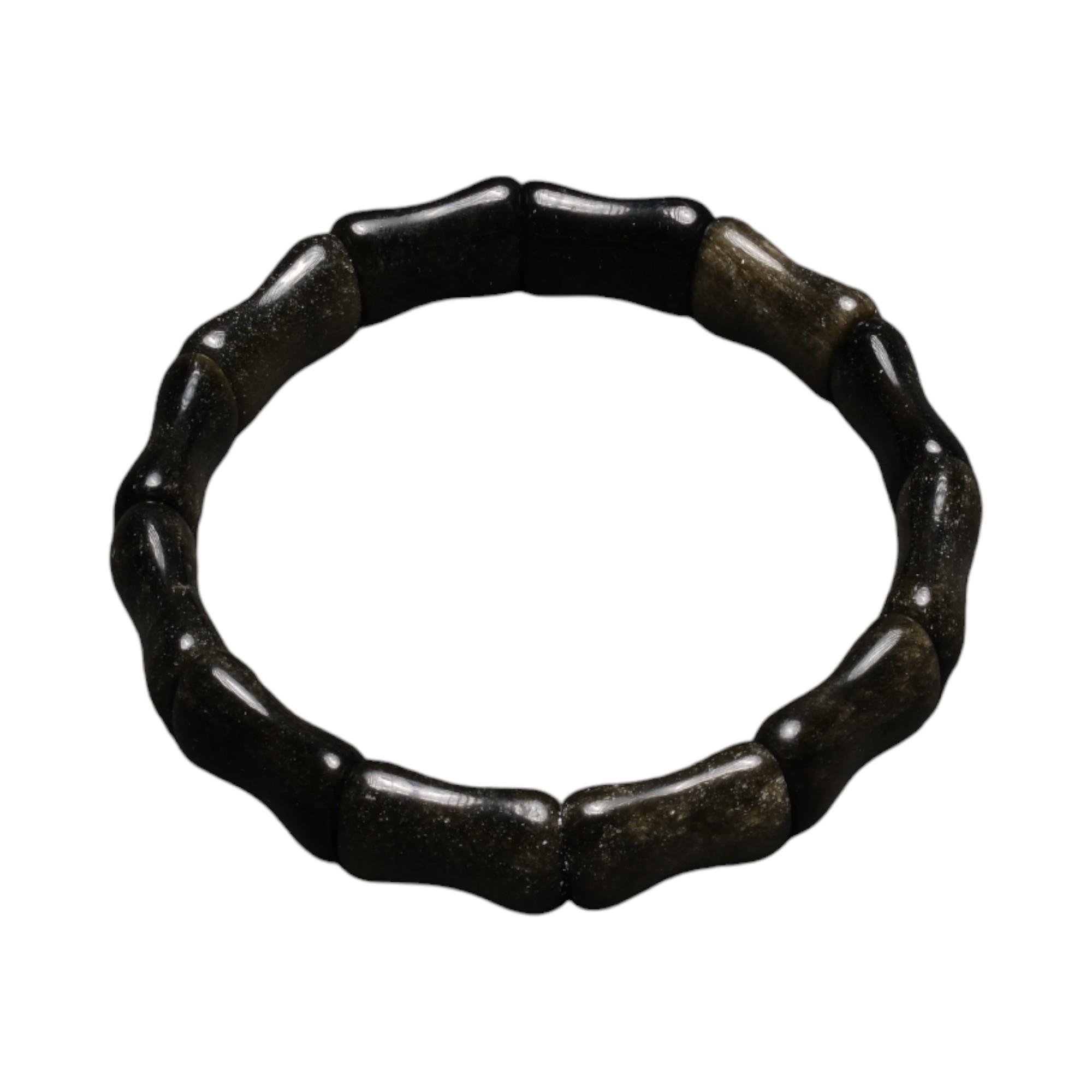 Obsidyen Taşlı Kemik Model Kadın Bilezik