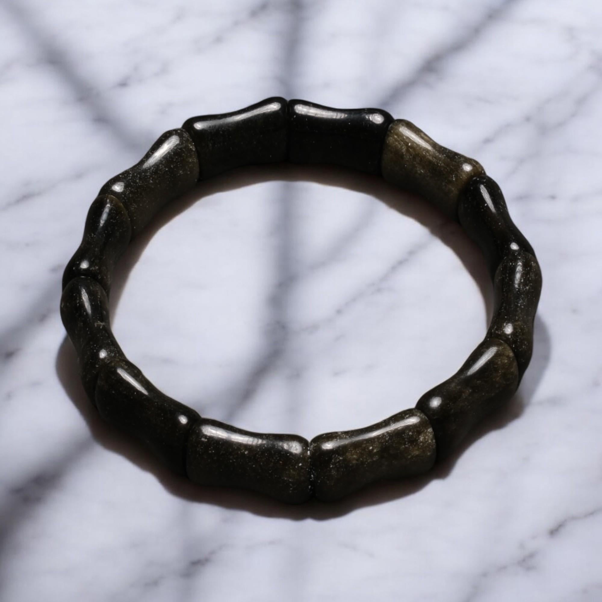 Obsidyen Taşlı Kemik Model Kadın Bilezik