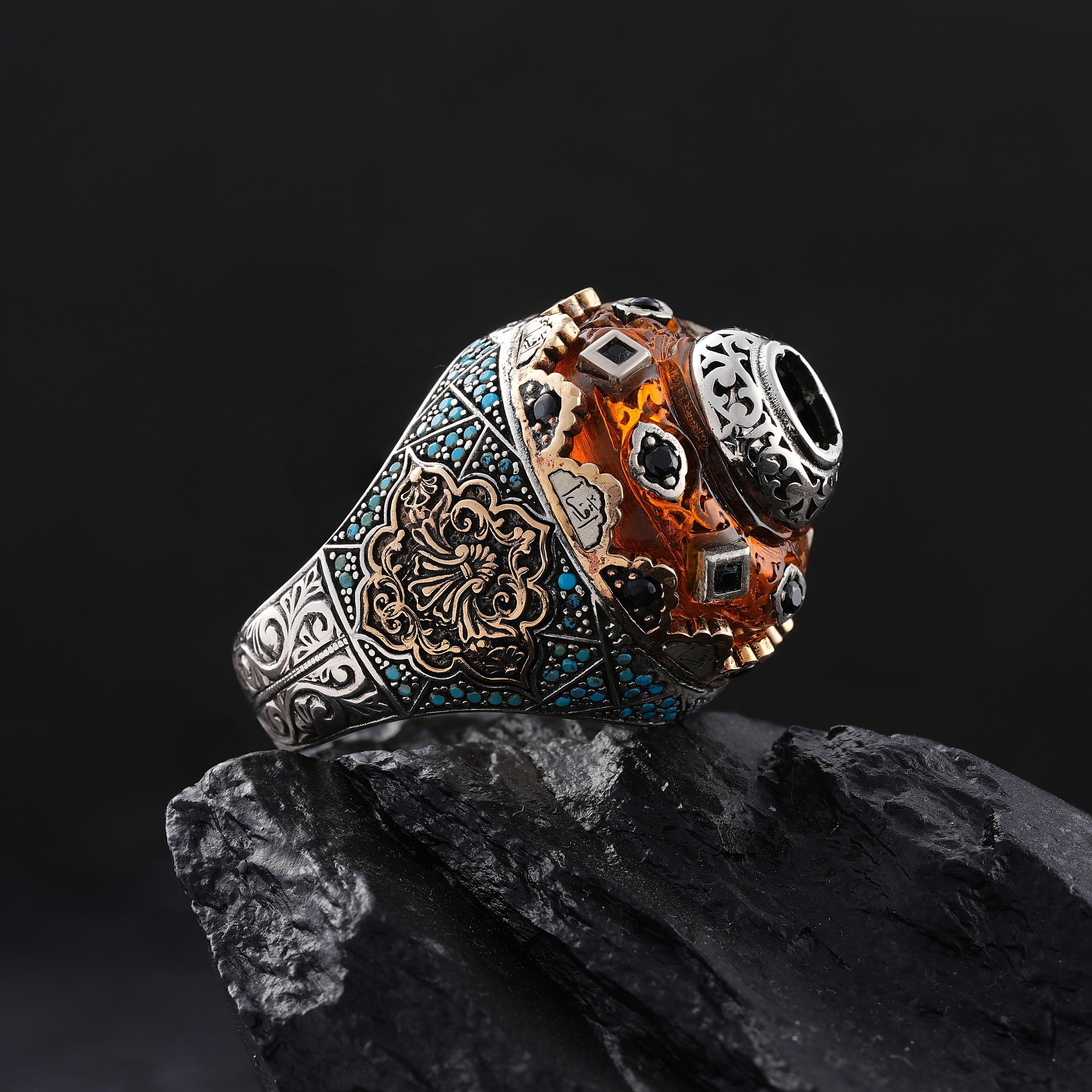 Özel Kabartmalı Hitabet Gümüş Yüzük