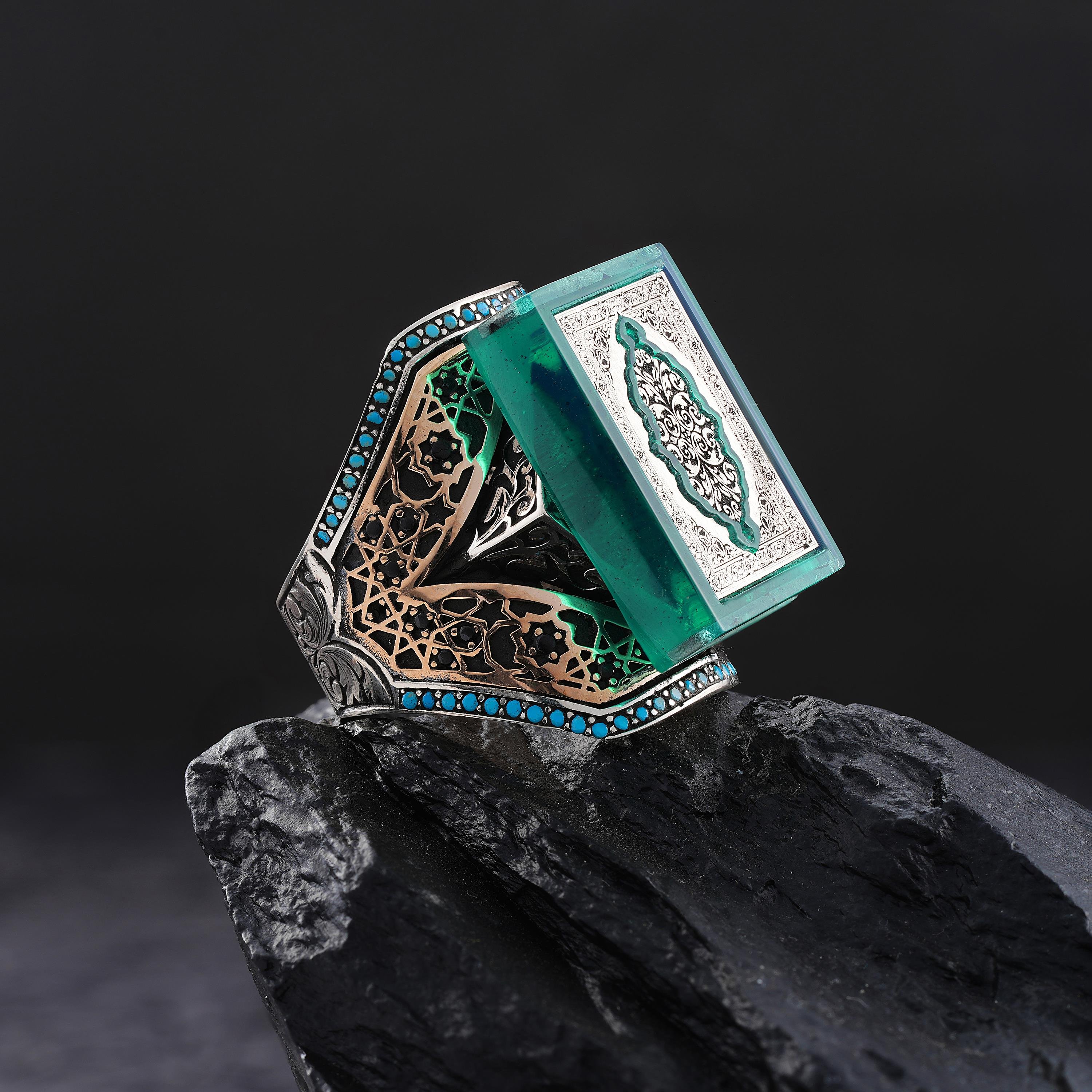 Özel Nakışlı Hakikat Gümüş Yüzük