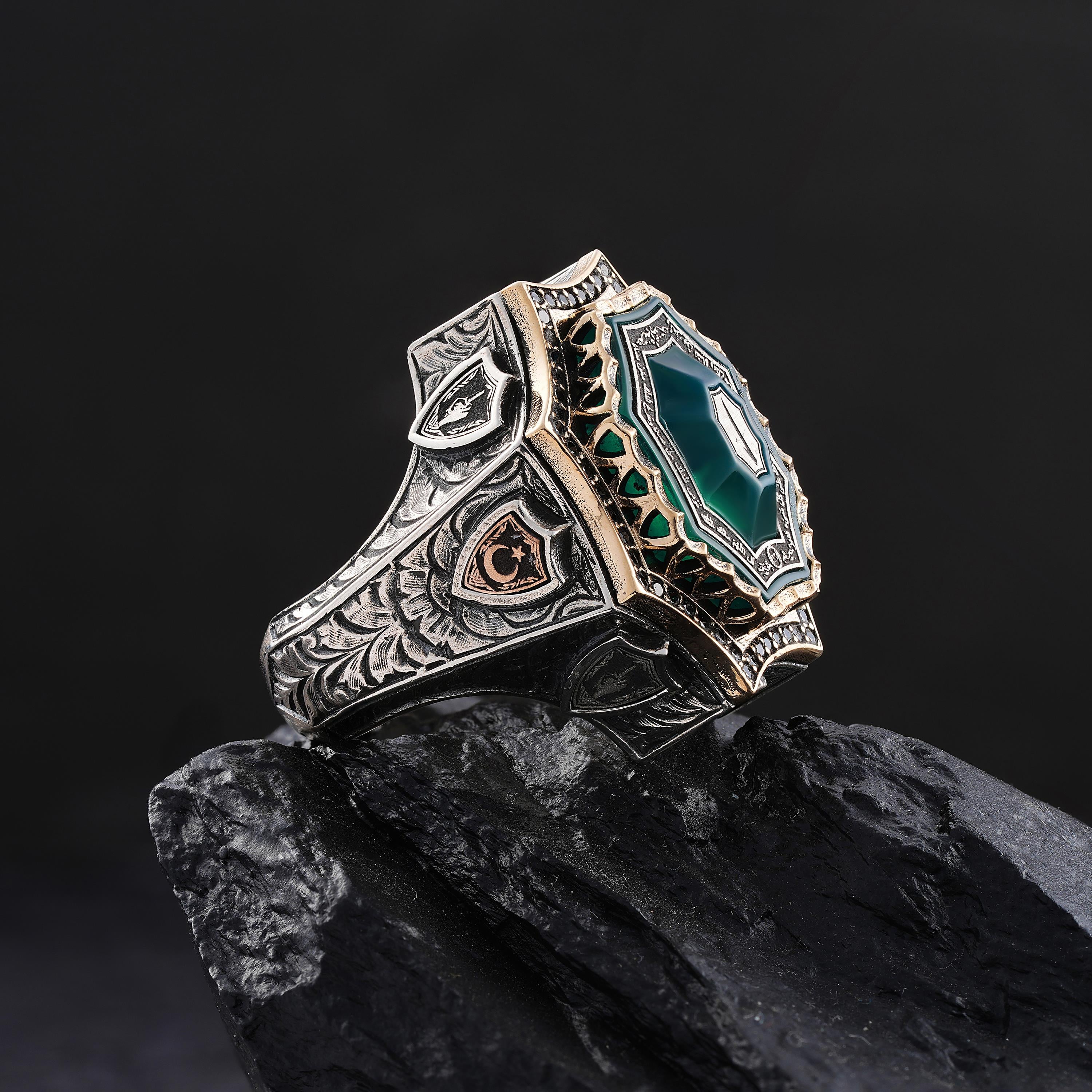 Özel Taş Dizimli Hakimiyet Gümüş Yüzük